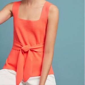 By Anthropologie Orange Harloe Belted Tank Top Medium